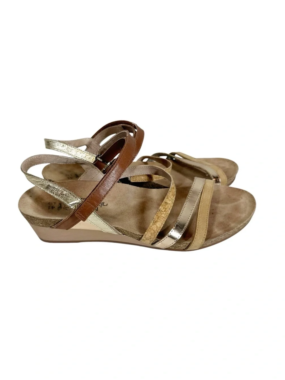 Naot Hero Size 41 Women's Brown and Metallic Slingback Sandals